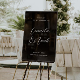 Elegant zwart bruiloft welkom acryl bord