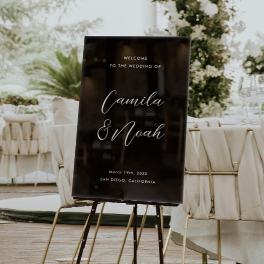 Elegant zwart bruiloft welkom acryl bord