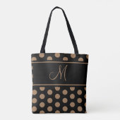 Elegant Zwart Bruin Polka Dots Streep Monogram THR Tote Bag (Achterkant)