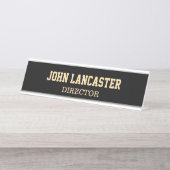 Elegant zwart  bureau naambordje (Voorkant)