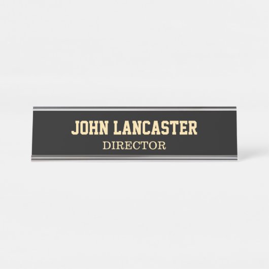 Elegant zwart  bureau naambordje (Voorkant)