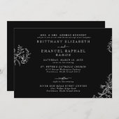 Elegant Zwart Chinoiserie Bruid Ouder Bruiloft Kaart (Voorkant / Achterkant)