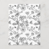 Elegant Zwart Chinoiserie Floral bruiloft Details Informatiekaartje (Achterkant)