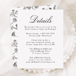 Elegant Zwart Chinoiserie Floral bruiloft Details Informatiekaartje