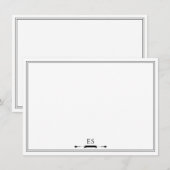 Elegant zwart chique Initiaal monogram Notitiekaartje (Voorkant / Achterkant)