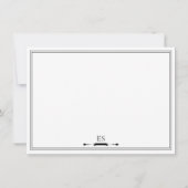 Elegant zwart chique Initiaal monogram Notitiekaartje (Achterkant)