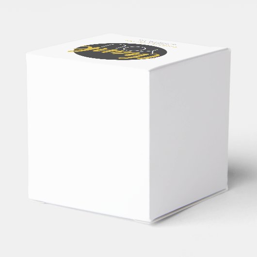 Elegant zwart cirkel goud dank u bruiloft bedankdoosjes (Achterkant)