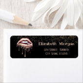 Elegant,Zwart,Confetti, Metallic Druppelende Lippe Etiket (Insitu)
