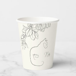 Elegant Zwart & Cream Cat Lover Baby shower Papieren Bekers