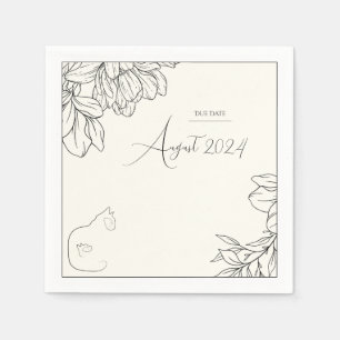 Elegant Zwart & Cream Cat Lover Baby shower Servet