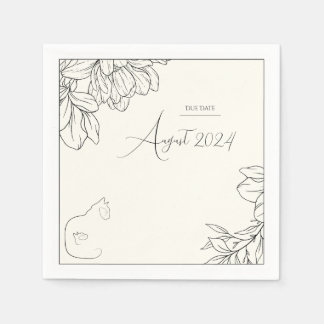 Elegant Zwart & Cream Cat Lover Baby shower Servet
