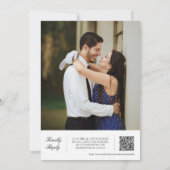 Elegant Zwart  Crest Line Art QR Code Foto Kaart (Achterkant)