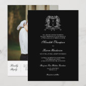 Elegant Zwart  Crest Line Art QR Code Foto Kaart (Voorkant / Achterkant)