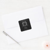 Elegant Zwart  Crest Monogram Dank u Vierkante Sticker (Envelop)