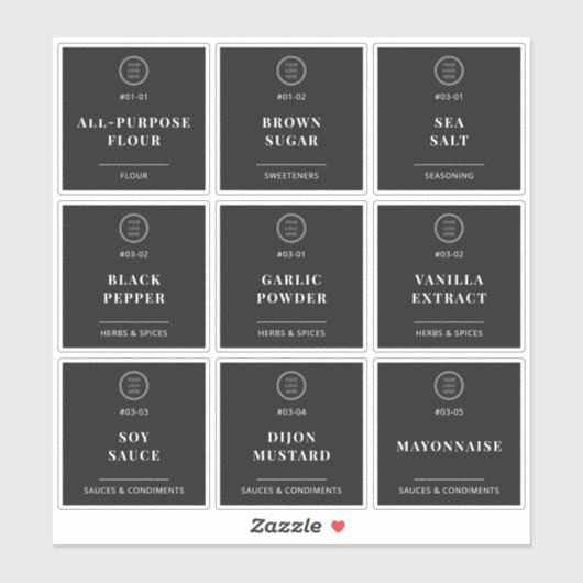 Elegant Zwart Custom Business Logo Pantry Labels (Vel)