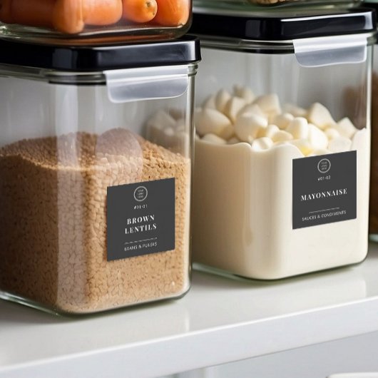 Elegant Zwart Custom Business Logo Pantry Labels
