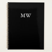 Elegant zwart custom monogram initialen classic planner (Voorkant)