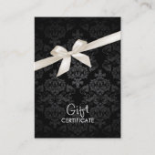 Elegant Zwart Damask Cadeaubon Kortingskaartje (Voorkant)