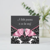 Elegant zwart Damask Princess Baby shower Kaart (Staand voorkant)