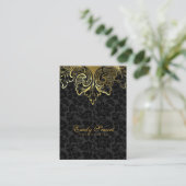 Elegant Zwart Damasks Goud Bloemen Ornament Visitekaartje (Staand voorkant)