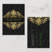 Elegant Zwart Damasks Goud Lijst Visitekaartje (Voorkant / Achterkant)