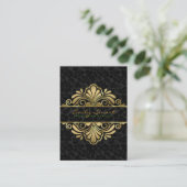 Elegant Zwart Damasks Goud Lijst Visitekaartje (Staand voorkant)