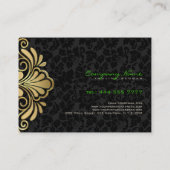 Elegant Zwart Damasks Goud Lijst Visitekaartje (Achterkant)