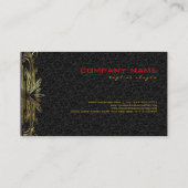 Elegant Zwart Damasks Goud Lijst Visitekaartje (Achterkant)
