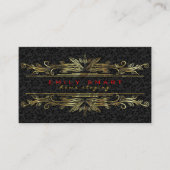 Elegant Zwart Damasks Goud Lijst Visitekaartje (Voorkant)