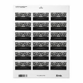 Elegant zwart damast adreslabel etiket (Full Sheet)