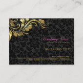 Elegant zwart damast goud bloemenkant visitekaartje (Achterkant)
