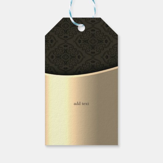 Elegant zwart damast goud dank u cadeaulabel (Achterkant)