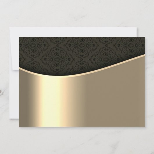 Elegant zwart damast goud de datum opslaan save the date (Achterkant)