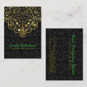 Elegant zwart damast goud  kant visitekaartje (Voorkant / Achterkant)