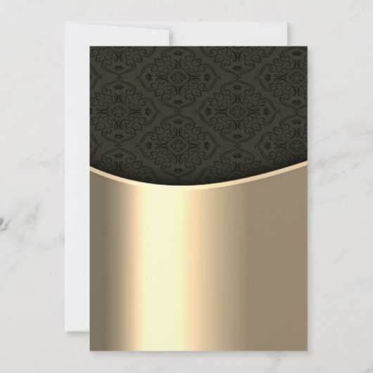 Elegant zwart damast goud verlovingsfeest kaart (Achterkant)