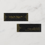 Elegant zwart damast & gouden bloemenkant Lijst Mini Visitekaartje (Voorkant / Achterkant)