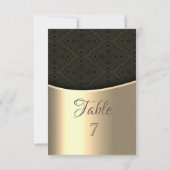 Elegant Zwart Damast Gouden Tafel Kaart (Achterkant)