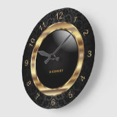 Elegant zwart damast ontwerp grote klok (Hoek)
