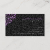 Elegant zwart damast Paarse kant Visitekaartje (Achterkant)