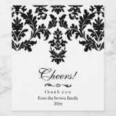 , elegant zwart damast wijn etiket (Enkel label)