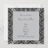 Elegant zwart damasten feest kaart (Achterkant)