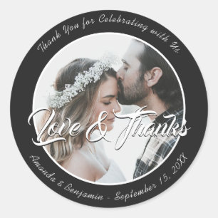 Elegant zwart dank u bruiloft foto Stickers