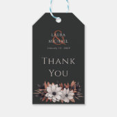 Elegant Zwart Dank u Cadeau Label Bloemen Cadeaulabel (Voorkant)