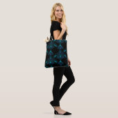 Elegant zwart deco abstract juwelen blauw elema tote bag (Op model)