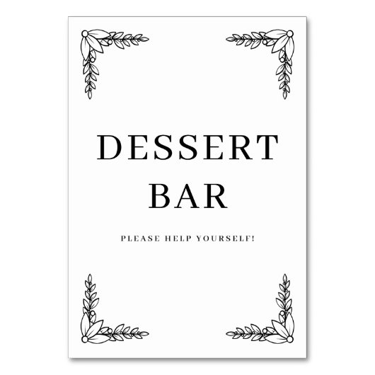 Elegant zwart dessertbar bord kaart (Voorkant)