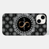 Elegant Zwart Diamanten Custom Goud Monogram Case-Mate iPhone Case (Achterkant (horizontaal))