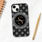 Elegant Zwart Diamanten Custom Goud Monogram Case-Mate iPhone Case