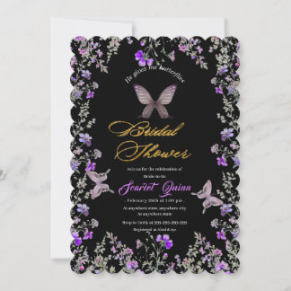Elegant zwart doek met paarse-bruine wilde bloem kaart
