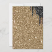 Elegant Zwart Drips Gouden Glitter 50ste Kaart (Achterkant)