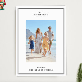 Elegant Zwart Eenvoudig Ingelijste 3 Foto Kerstmis Feestdagenkaart